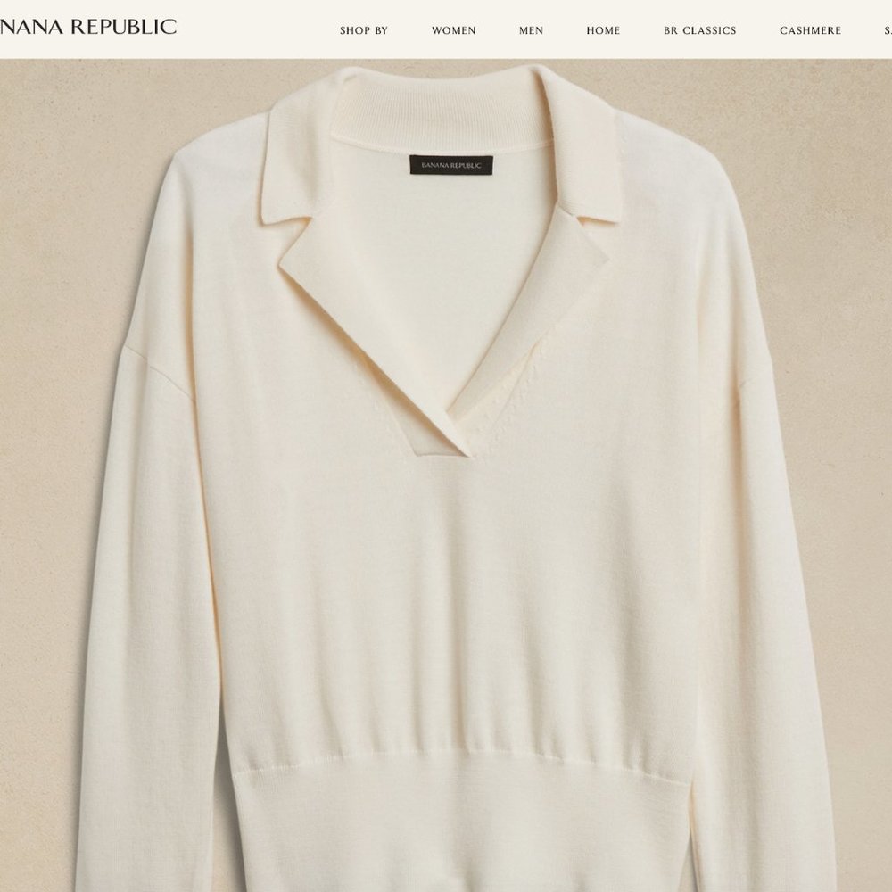 Not from outlet, NWT, Banana Republic BELLA MERINO SWEATER POLO XL - Picture 3 of 5